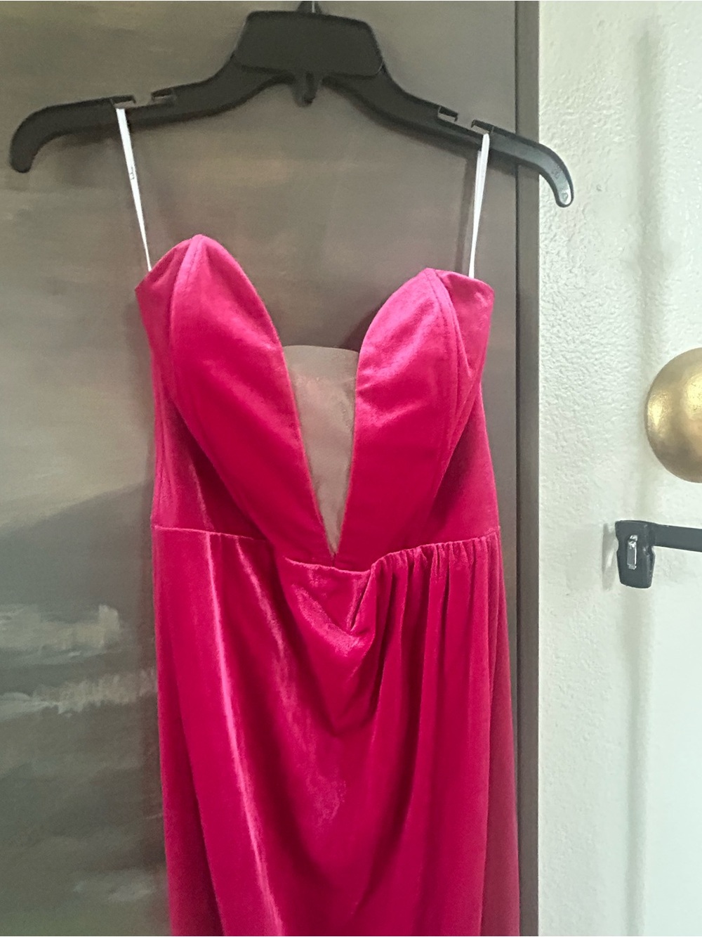 NWOT Lulus My Dream Come True Pink Velvet Strapless Maxi Dress - Picture 15 of 15